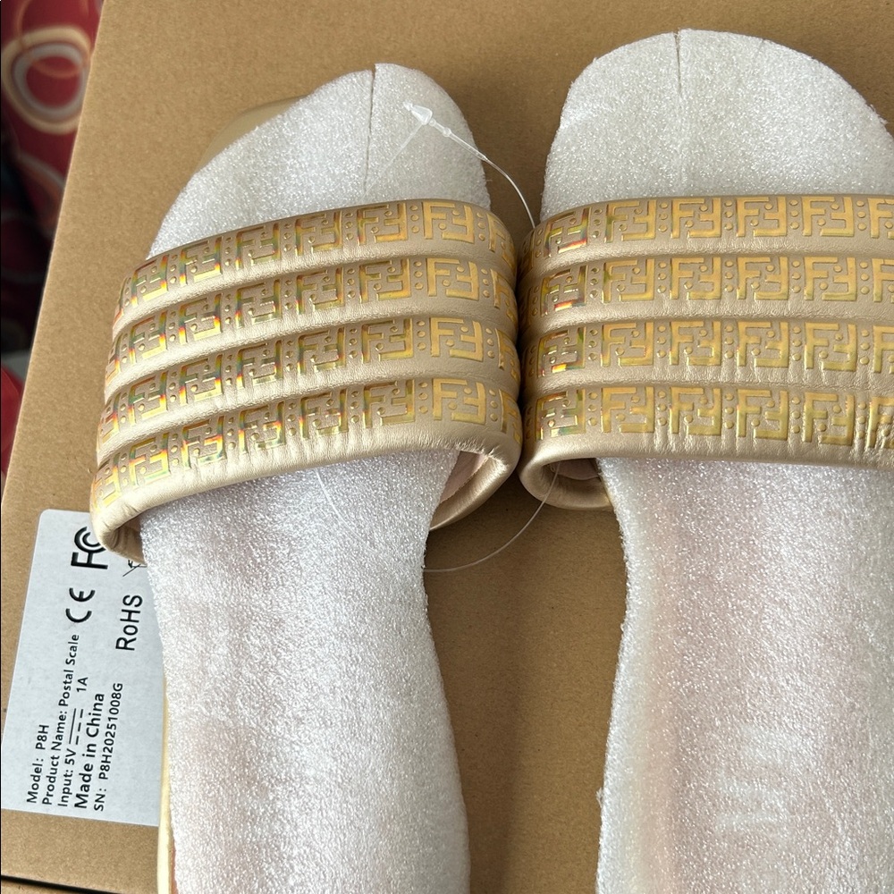 Gold Metallic Slide Sandals for Women - Elegant Poolside Style